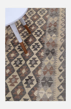 Load image into Gallery viewer, Beige Tapijt Laagpolig Handgeweven Wollen Vloerkleed - Koho Afghan Natural Kelim 292x84