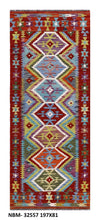 Load image into Gallery viewer, Kleurrijk Tapijt Laagpolig Handgeweven Wollen Vloerkleed - Koho Afghan Kelim 197x81