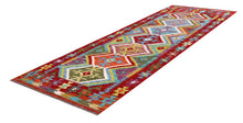 Load image into Gallery viewer, Kleurrijk Tapijt Laagpolig Handgeweven Wollen Vloerkleed - Koho Afghan Kelim 197x81