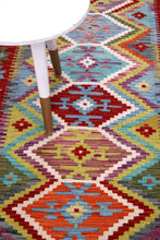 Load image into Gallery viewer, Kleurrijk Tapijt Laagpolig Handgeweven Wollen Vloerkleed - Koho Afghan Kelim 197x81