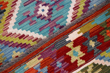 Load image into Gallery viewer, Kleurrijk Tapijt Laagpolig Handgeweven Wollen Vloerkleed - Koho Afghan Kelim 197x81