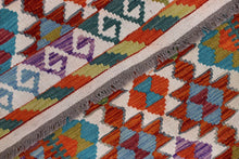 Load image into Gallery viewer, Kleurrijk Tapijt Laagpolig Handgeweven Wollen Vloerkleed - Koho Afghan Kelim 153x101