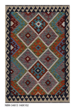 Load image into Gallery viewer, Kleurrijk Tapijt Laagpolig Handgeweven Wollen Vloerkleed - Koho Afghan Kelim 148x102