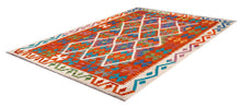 Load image into Gallery viewer, Kleurrijk Tapijt Laagpolig Handgeweven Wollen Vloerkleed - Koho Afghan Kelim 147x117
