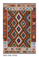 Load image into Gallery viewer, Kleurrijk Tapijt Laagpolig Handgeweven Wollen Vloerkleed - Koho Afghan Kelim 119x83
