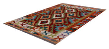 Load image into Gallery viewer, Kleurrijk Tapijt Laagpolig Handgeweven Wollen Vloerkleed - Koho Afghan Kelim 119x83