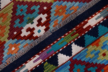 Load image into Gallery viewer, Kleurrijk Tapijt Laagpolig Handgeweven Wollen Vloerkleed - Koho Afghan Kelim 116x77
