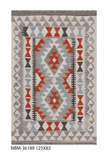 Load image into Gallery viewer, Kleurrijk Tapijt Laagpolig Handgeweven Wollen Vloerkleed - Koho Afghan Kelim 124x82