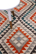 Load image into Gallery viewer, Kleurrijk Tapijt Laagpolig Handgeweven Wollen Vloerkleed - Koho Afghan Kelim 204x80