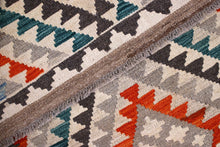 Load image into Gallery viewer, Kleurrijk Tapijt Laagpolig Handgeweven Wollen Vloerkleed - Koho Afghan Kelim 204x80