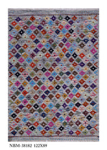 Load image into Gallery viewer, Kleurrijk Tapijt Laagpolig Handgeweven Wollen Vloerkleed - Koho Afghan Kelim 122x89