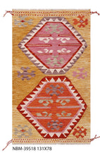 Load image into Gallery viewer, Kleurrijk Tapijt Laagpolig Handgeweven Wollen Vloerkleed - Koho Afghan Kelim 131x78