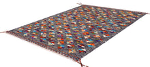Load image into Gallery viewer, Kleurrijk Tapijt Laagpolig Handgeweven Wollen Vloerkleed - Koho Afghan Kelim 116x81