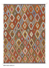 Load image into Gallery viewer, Kleurrijk Tapijt Laagpolig Handgeweven Wollen Vloerkleed - Koho Afghan Kelim 300x214