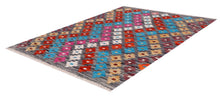 Load image into Gallery viewer, Kleurrijk Tapijt Laagpolig Handgeweven Wollen Vloerkleed - Koho Afghan Kelim 104x72