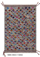 Load image into Gallery viewer, Kleurrijk Tapijt Laagpolig Handgeweven Wollen Vloerkleed - Koho Afghan Kelim 118x83