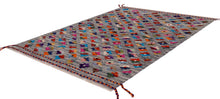 Load image into Gallery viewer, Kleurrijk Tapijt Laagpolig Handgeweven Wollen Vloerkleed - Koho Afghan Kelim 118x83