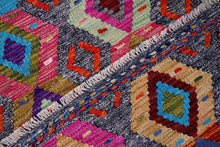 Load image into Gallery viewer, Kleurrijk Tapijt Laagpolig Handgeweven Wollen Vloerkleed - Koho Afghan Kelim 117x85