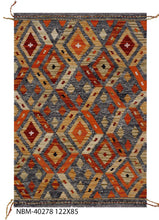 Load image into Gallery viewer, Kleurrijk Tapijt Laagpolig Handgeweven Wollen Vloerkleed - Koho Afghan Kelim 122x85