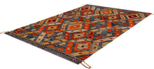 Load image into Gallery viewer, Kleurrijk Tapijt Laagpolig Handgeweven Wollen Vloerkleed - Koho Afghan Kelim 122x85