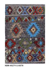 Load image into Gallery viewer, Kleurrijk Tapijt Laagpolig Handgeweven Wollen Vloerkleed - Koho Afghan Kelim 114x78