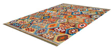 Load image into Gallery viewer, Kleurrijk Tapijt Laagpolig Handgeweven Wollen Vloerkleed - Koho Afghan Kelim 233x177