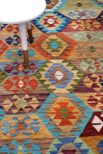 Load image into Gallery viewer, Kleurrijk Tapijt Laagpolig Handgeweven Wollen Vloerkleed - Koho Afghan Kelim 233x177