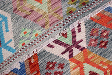 Load image into Gallery viewer, Kleurrijk Tapijt Laagpolig Handgeweven Wollen Vloerkleed - Koho Afghan Kelim 133x91