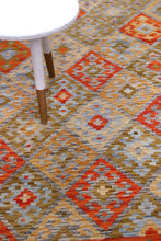 Load image into Gallery viewer, Kleurrijk Tapijt Laagpolig Handgeweven Wollen Vloerkleed - Koho Afghan Kelim 200x152