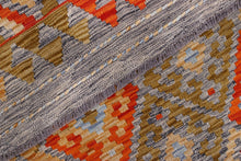 Load image into Gallery viewer, Kleurrijk Tapijt Laagpolig Handgeweven Wollen Vloerkleed - Koho Afghan Kelim 200x152