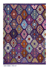 Load image into Gallery viewer, Kleurrijk Tapijt Laagpolig Handgeweven Wollen Vloerkleed - Koho Afghan Kelim 199x147