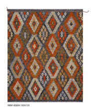 Load image into Gallery viewer, Kleurrijk Tapijt Laagpolig Handgeweven Wollen Vloerkleed - Koho Afghan Kelim 190x159