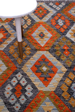 Load image into Gallery viewer, Kleurrijk Tapijt Laagpolig Handgeweven Wollen Vloerkleed - Koho Afghan Kelim 190x159