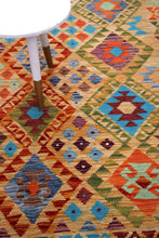 Load image into Gallery viewer, Kleurrijk Tapijt Laagpolig Handgeweven Wollen Vloerkleed - Koho Afghan Kelim 205x162