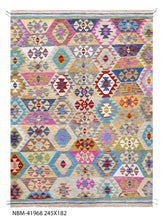 Load image into Gallery viewer, Kleurrijk Tapijt Laagpolig Handgeweven Wollen Vloerkleed - Koho Afghan Kelim 245x182