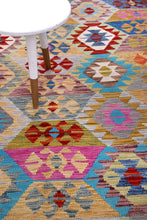 Load image into Gallery viewer, Kleurrijk Tapijt Laagpolig Handgeweven Wollen Vloerkleed - Koho Afghan Kelim 245x182