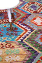 Load image into Gallery viewer, Kleurrijk Tapijt Laagpolig Handgeweven Wollen Vloerkleed - Koho Afghan Kelim 298x202
