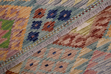 Load image into Gallery viewer, Kleurrijk Tapijt Laagpolig Handgeweven Wollen Vloerkleed - Koho Afghan Kelim 297x207