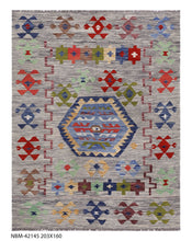 Load image into Gallery viewer, Kleurrijk Tapijt Laagpolig Handgeweven Wollen Vloerkleed - Koho Afghan Kelim 203x160