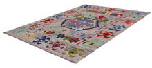 Load image into Gallery viewer, Kleurrijk Tapijt Laagpolig Handgeweven Wollen Vloerkleed - Koho Afghan Kelim 203x160