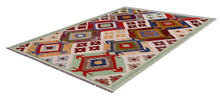 Load image into Gallery viewer, Kleurrijk Tapijt Laagpolig Handgeweven Wollen Vloerkleed - Koho Afghan Kelim 188x126