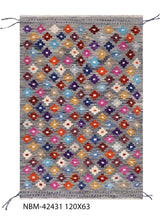Load image into Gallery viewer, Kleurrijk Tapijt Laagpolig Handgeweven Wollen Vloerkleed - Koho Afghan Kelim 120x63