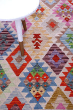 Load image into Gallery viewer, Kleurrijk Tapijt Laagpolig Handgeweven Wollen Vloerkleed - Koho Afghan Kelim 131x89