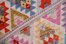 Load image into Gallery viewer, Kleurrijk Tapijt Laagpolig Handgeweven Wollen Vloerkleed - Koho Afghan Kelim 131x89