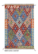 Load image into Gallery viewer, Kleurrijk Tapijt Laagpolig Handgeweven Wollen Vloerkleed - Koho Afghan Kelim 126x87