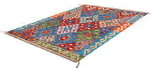 Load image into Gallery viewer, Kleurrijk Tapijt Laagpolig Handgeweven Wollen Vloerkleed - Koho Afghan Kelim 126x87