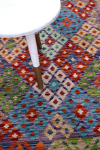 Load image into Gallery viewer, Kleurrijk Tapijt Laagpolig Handgeweven Wollen Vloerkleed - Koho Afghan Kelim 126x87