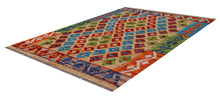 Load image into Gallery viewer, Kleurrijk Tapijt Laagpolig Handgeweven Wollen Vloerkleed - Koho Afghan Kelim 112x82