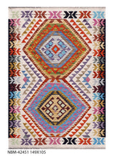 Load image into Gallery viewer, Kleurrijk Tapijt Laagpolig Handgeweven Wollen Vloerkleed - Koho Afghan Kelim 149x105