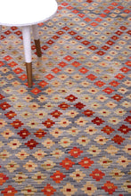Load image into Gallery viewer, Kleurrijk Tapijt Laagpolig Handgeweven Wollen Vloerkleed - Koho Afghan Kelim 297x220